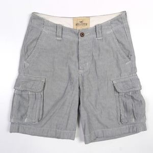 Hollister Cargo Men's Shorts Button Fly Railroad Stripe Rugged Waist 30